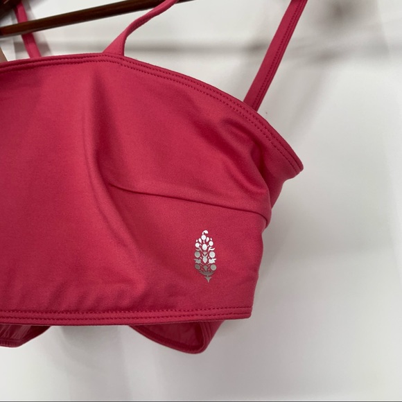 Free People Movement Rosey Pink Bandeau Popover Sports Bra With Cutout Back New - Picture 5 of 16